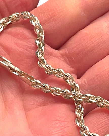 Lovely sterling silver 925 4mm solid rope chain bracelet