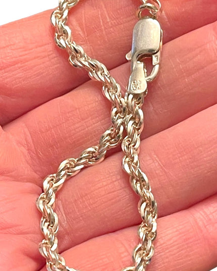 Lovely sterling silver 925 4mm solid rope chain bracelet