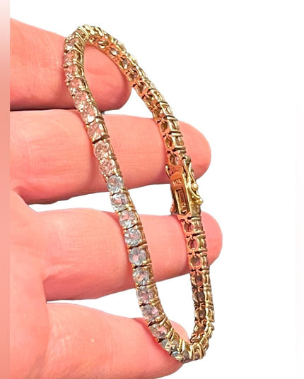 Lovely multi color crystal Simulated stone gold plt Sterling silver bracelet
