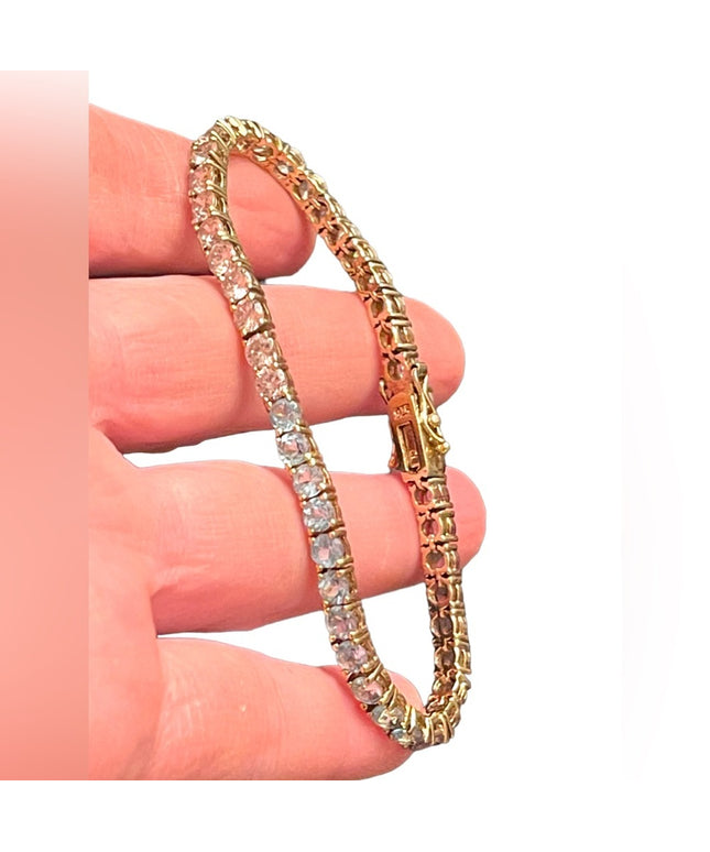 Lovely multi color crystal Simulated stone gold plt Sterling silver bracelet