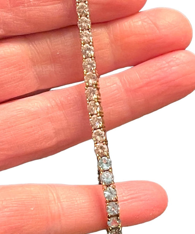 Lovely multi color crystal Simulated stone gold plt Sterling silver bracelet