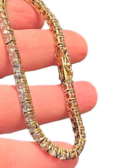Lovely multi color crystal Simulated stone gold plt Sterling silver bracelet