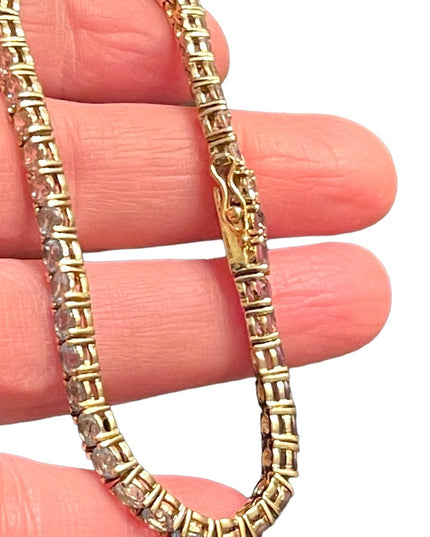 Lovely multi color crystal Simulated stone gold plt Sterling silver bracelet