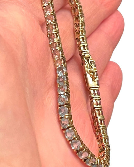 Lovely multi color crystal Simulated stone gold plt Sterling silver bracelet
