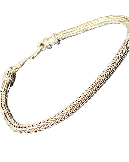 Vintage Sterling silver 925 Bali Balenisian bracelet solid wheat chain