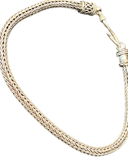 Vintage Sterling silver 925 Bali Balenisian bracelet solid wheat chain