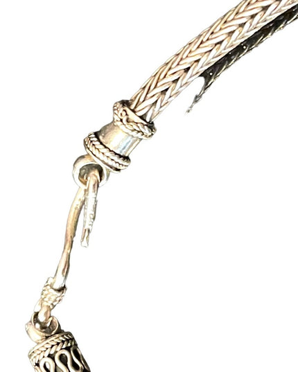 Vintage Sterling silver 925 Bali Balenisian bracelet solid wheat chain