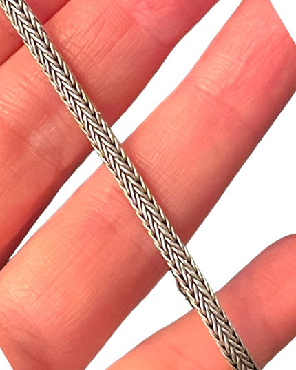 Vintage Sterling silver 925 Bali Balenisian bracelet solid wheat chain