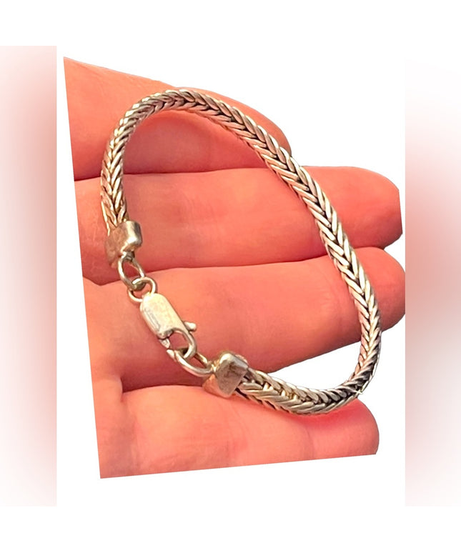 Vintage Solid Sterling silver 925 Wheat chain bracelet Bali Balenisian