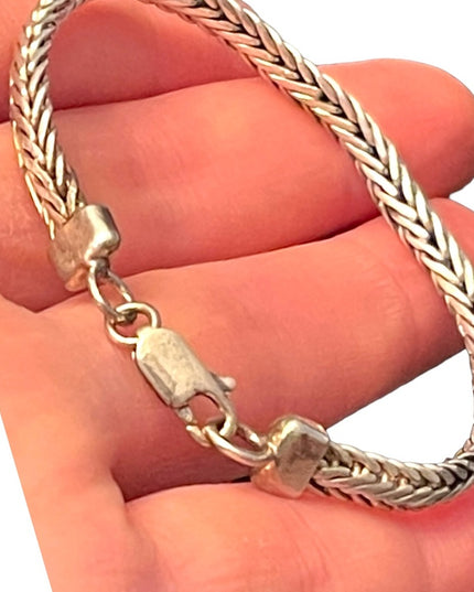 Vintage Solid Sterling silver 925 Wheat chain bracelet Bali Balenisian