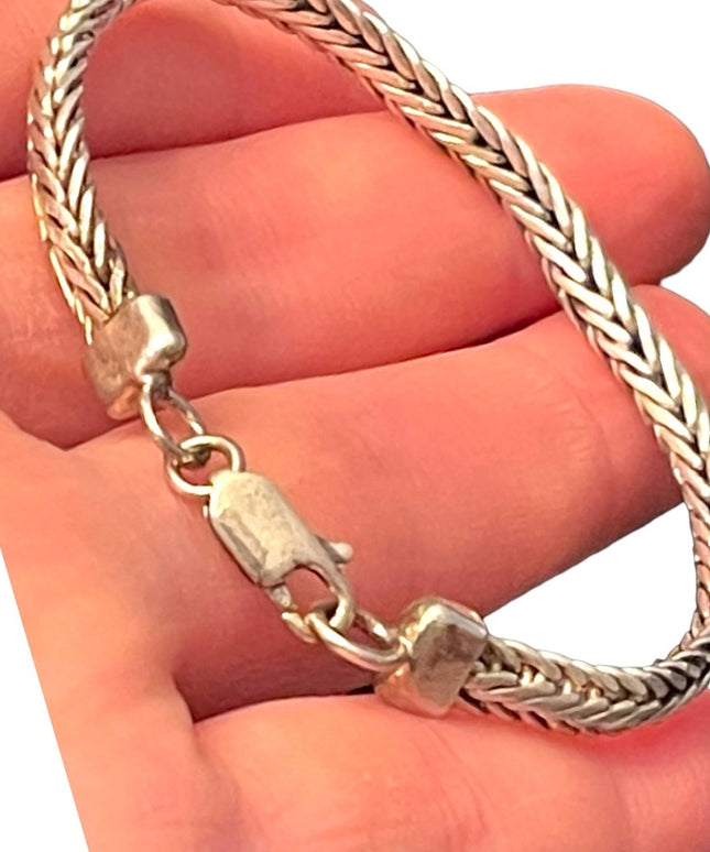 Vintage Solid Sterling silver 925 Wheat chain bracelet Bali Balenisian