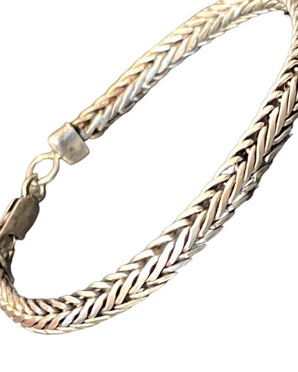 Vintage Solid Sterling silver 925 Wheat chain bracelet Bali Balenisian
