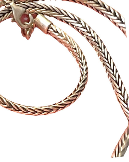 Vintage Sterling silver 925 Bali style Balenisian solid wheat chain necklace 18”