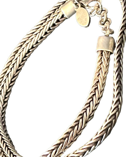 Vintage Sterling silver 925 Bali style Balenisian solid wheat chain necklace 18”