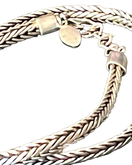 Vintage Sterling silver 925 Bali style Balenisian solid wheat chain necklace 18”