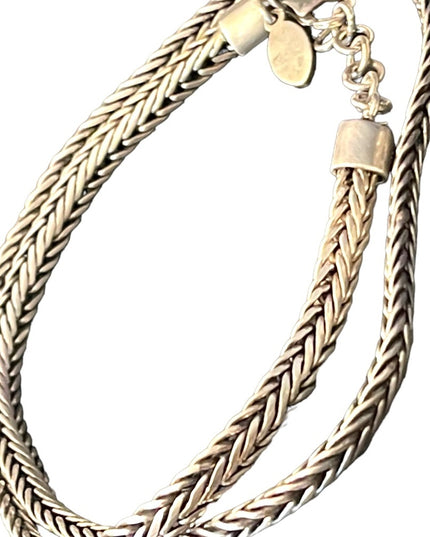 Vintage Sterling silver 925 Bali style Balenisian solid wheat chain necklace 18”