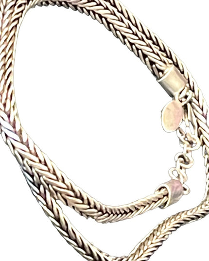 Vintage Sterling silver 925 Bali style Balenisian solid wheat chain necklace 18”