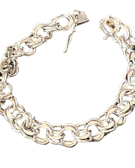 Vintage 1960s Sterling silver 925 Heavy chain link Charm bracelet