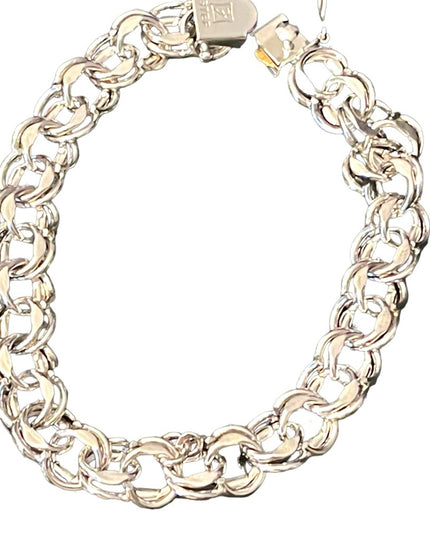 Vintage 1960s Sterling silver 925 Heavy chain link Charm bracelet