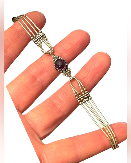 Carolyn Pollack Relios Vintage sterling silver amethyst southwestern bracelet