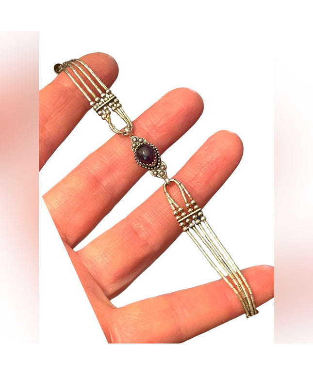 Carolyn Pollack Relios Vintage sterling silver amethyst southwestern bracelet