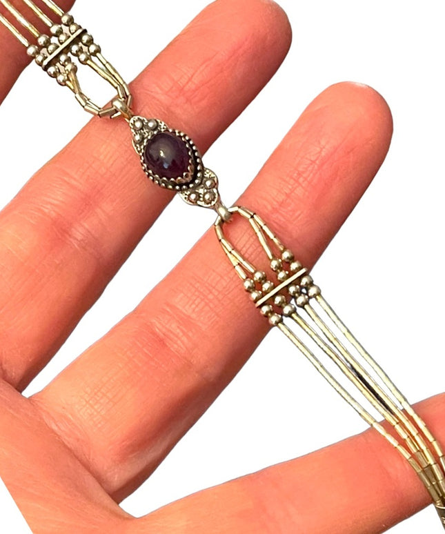 Carolyn Pollack Relios Vintage sterling silver amethyst southwestern bracelet