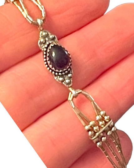Carolyn Pollack Relios Vintage sterling silver amethyst southwestern bracelet