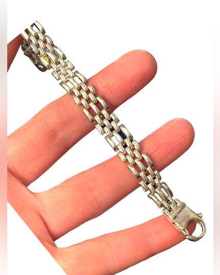 Lovely solid sterling silver 925 fancy link bracelet