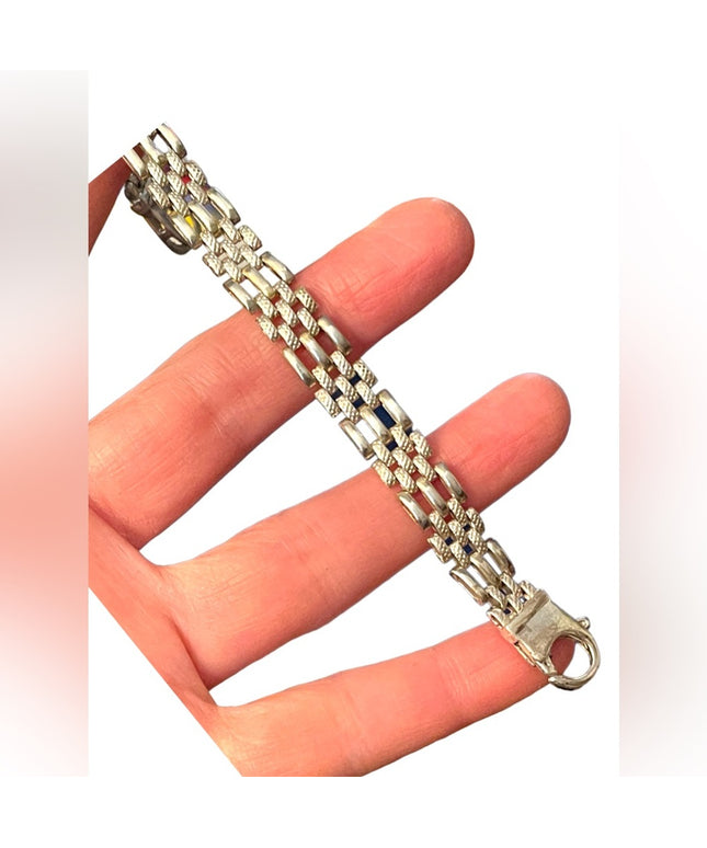 Lovely solid sterling silver 925 fancy link bracelet