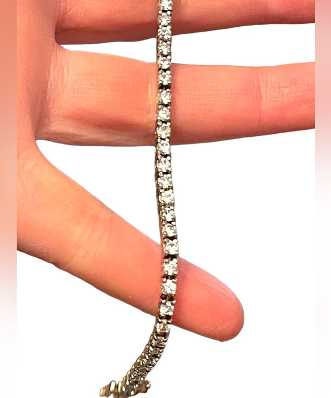 Sterling silver 925 Fancy crystal CZ simulated  tennis bracelet
