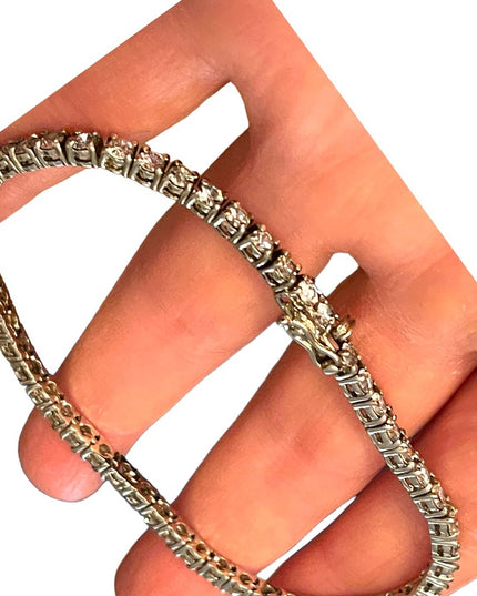 Sterling silver 925 Fancy crystal CZ simulated  tennis bracelet