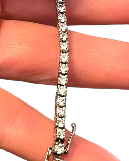 Sterling silver 925 Fancy crystal CZ simulated  tennis bracelet