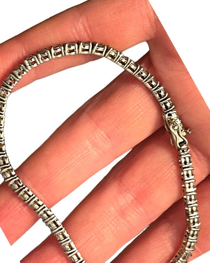 Sterling silver 925 Fancy crystal CZ simulated  tennis bracelet