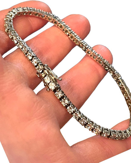 Sterling silver 925 Fancy crystal CZ simulated  tennis bracelet
