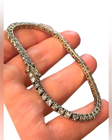Sterling silver 925 Fancy crystal CZ simulated  tennis bracelet