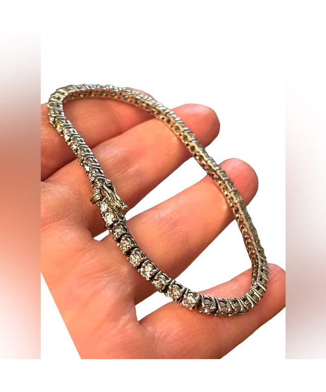 Sterling silver 925 Fancy crystal CZ simulated  tennis bracelet