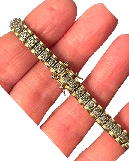 Sterling silver 925 GP Diamond illusion tennis bracelet