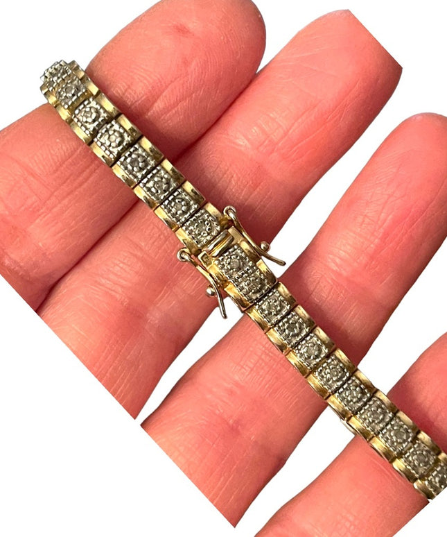 Sterling silver 925 GP Diamond illusion tennis bracelet