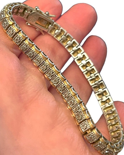 Sterling silver 925 GP Diamond illusion tennis bracelet