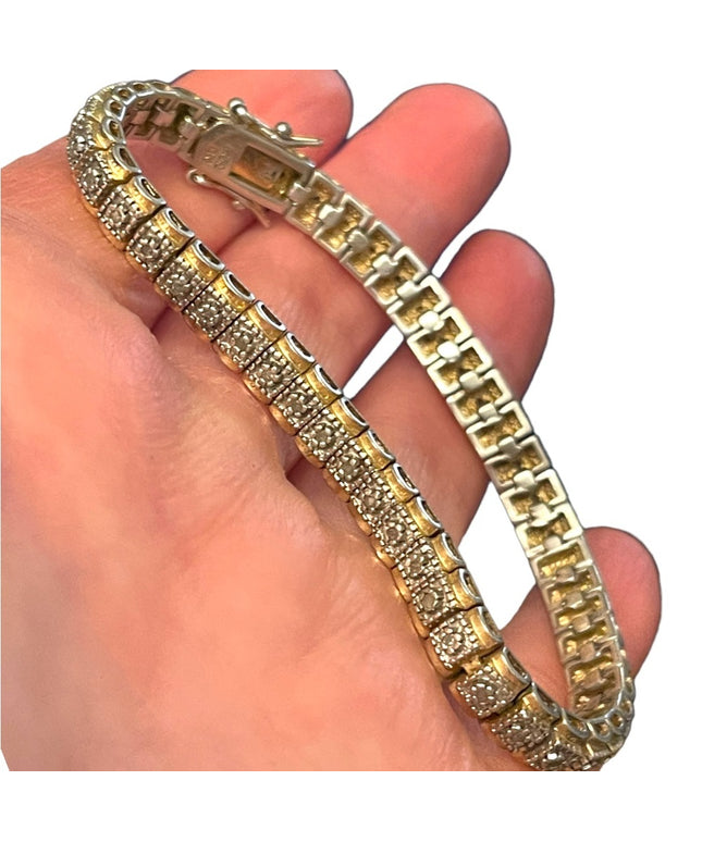 Sterling silver 925 GP Diamond illusion tennis bracelet