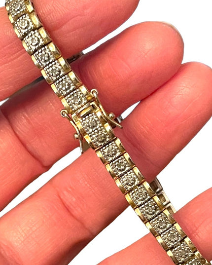 Sterling silver 925 GP Diamond illusion tennis bracelet