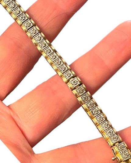 Sterling silver 925 GP Diamond illusion tennis bracelet