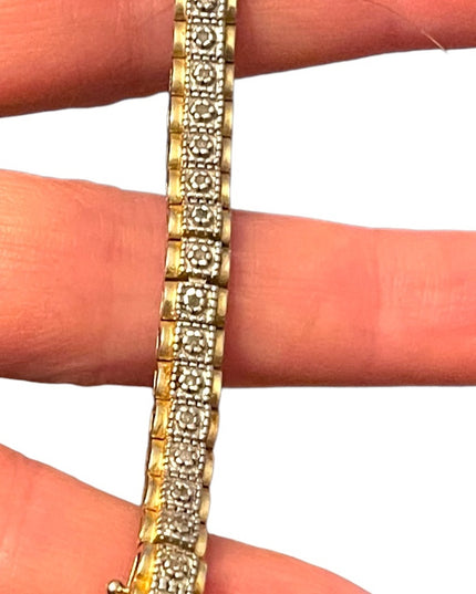 Sterling silver 925 GP Diamond illusion tennis bracelet