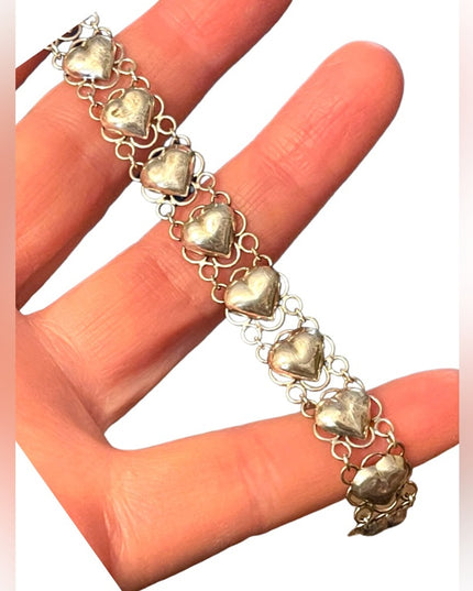 Sterling silver 925 hollow heart link sweetheart braclet