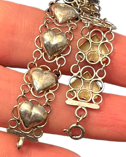 Sterling silver 925 hollow heart link sweetheart braclet