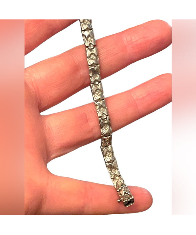 Vintage sterling silver 925 Solid modernist nugget bracelet