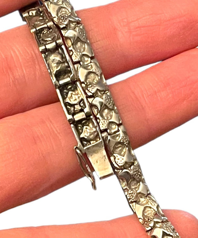 Vintage sterling silver 925 Solid modernist nugget bracelet