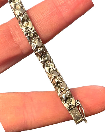 Vintage sterling silver 925 Solid modernist nugget bracelet