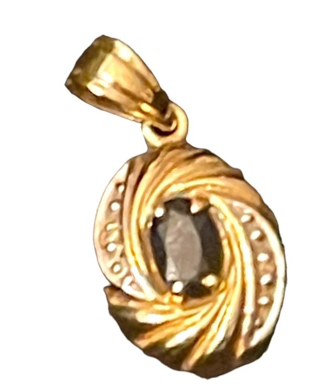 Lovely vintage 10k Gold diamond sapphire Pendant
