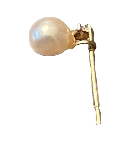 Vintage 10k Gold Pearl & Diamond Earrings